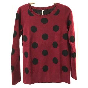 Crew neck polka dot sweater
